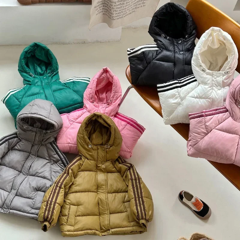 

Корейский стиль, хлопковая Детская куртка с капюшоном, зимняя утепленная Повседневная хлопковая куртка для девочек и мальчиков, верхняя одежда, ветрозащитные пуховики