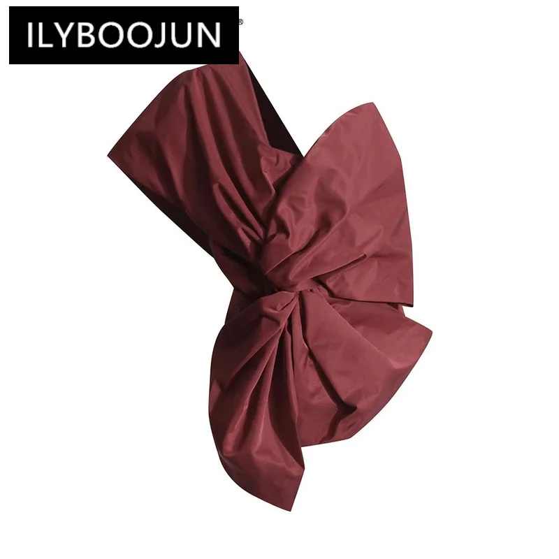 

ILYBOOJUN Solid Designer Patchwork Bowknot Top For Women Diagonal Collar Sleeveless Spliced Zipper Backless Tank Tops Female