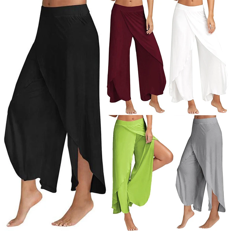 

Casual Loose Fitness Yoga Split Trousers Wide Leg Pants for Women Mandala Open Leg Pants Comfor Gypsy Hippie Aladdin Harem Pants