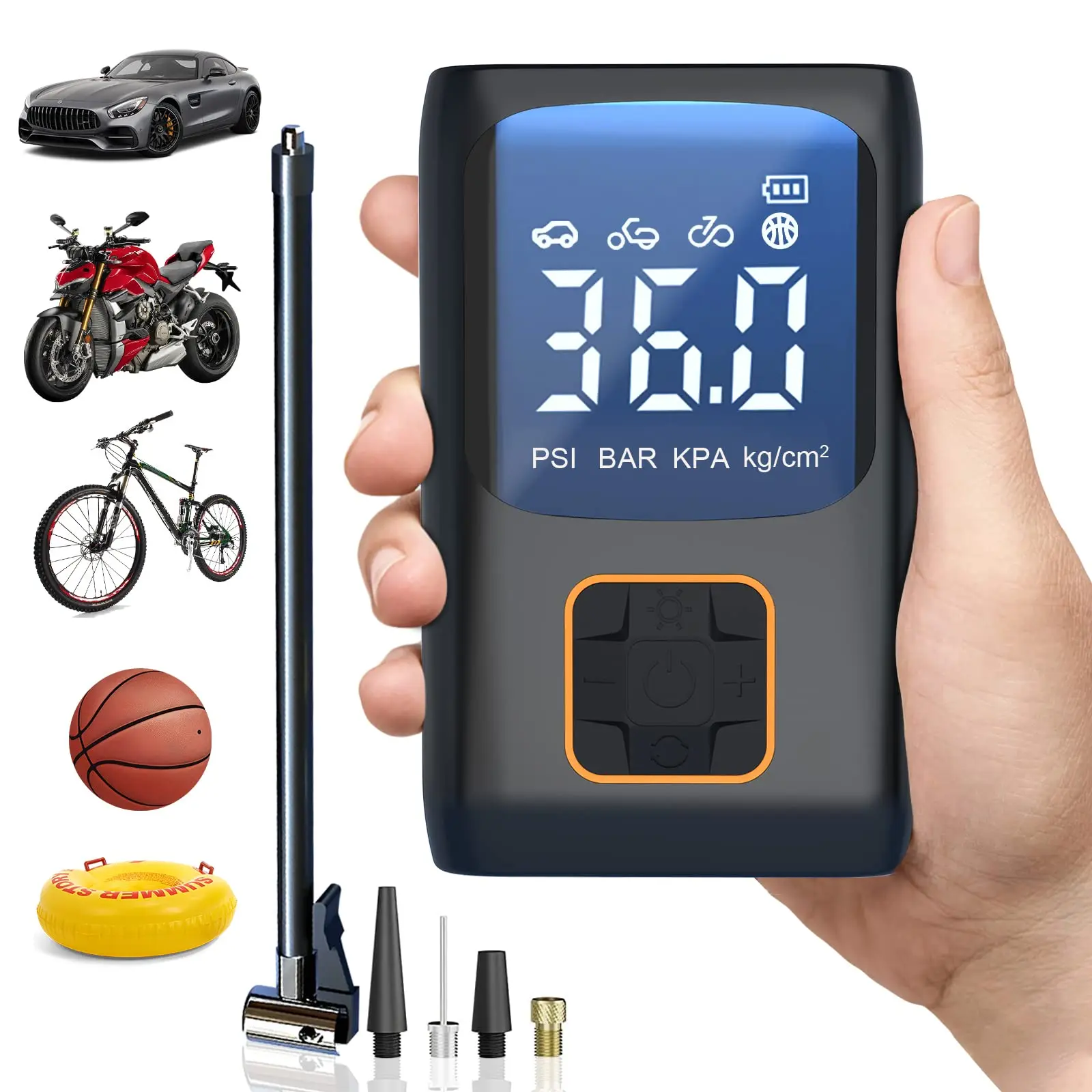 Wireless Car Air Pump Portable Air Compressor for Car Motorcycles Bicycle Electric Tire Inflator with LCD Digital Display 4500mA
Wireless Car Air Pump Portable Air Compressor for Car Motorcycles Bicycle Electric Tire Inflator with LCD Digital Display 4500mA
