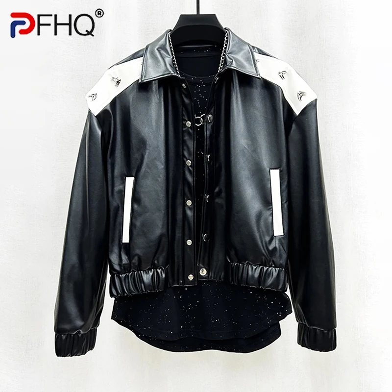 PFHQ New Personalized PU Patchwork Coat Men's Fashion Loose Shoulder Pad Motorcycle Lapel Haute Quality Jackets Autumn 21Z3042
PFHQ New Personalized PU Patchwork Coat Men's Fashion Loose Shoulder Pad Motorcycle Lapel Haute Quality Jackets Autumn 21Z3042