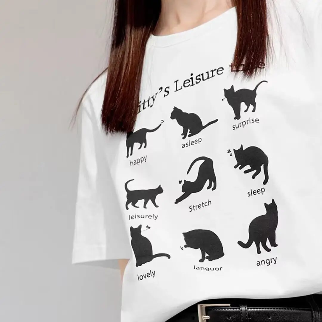 Leisure Cat Printed Funny T shirt For Women Funny T Shirt Fashion tshirt women tops tees short sleeve Women t-shirt
Leisure Cat Printed Funny T shirt For Women Funny T Shirt Fashion tshirt women tops tees short sleeve Women t-shirt