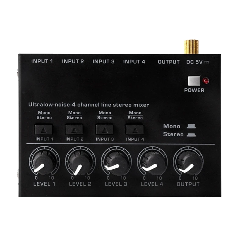 Mini Stereo Mixer MAX400 Ultralow Noise 4 Channels Mixers Mixing Console DC5V For Electric Guitar Drum Piano US Plug
Mini Stereo Mixer MAX400 Ultralow Noise 4 Channels Mixers Mixing Console DC5V For Electric Guitar Drum Piano US Plug