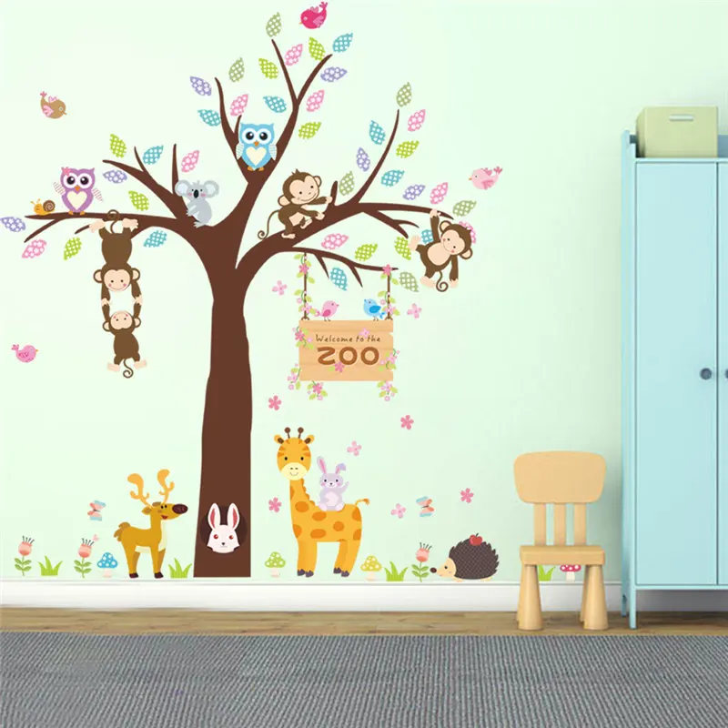 Zoo Animal Big Tree Wall Sticker For Kids Room Kindergarten Home Decor Cartoon Owlet Monkey Giraffe Safari Mural Art Decal
Zoo Animal Big Tree Wall Sticker For Kids Room Kindergarten Home Decor Cartoon Owlet Monkey Giraffe Safari Mural Art Decal