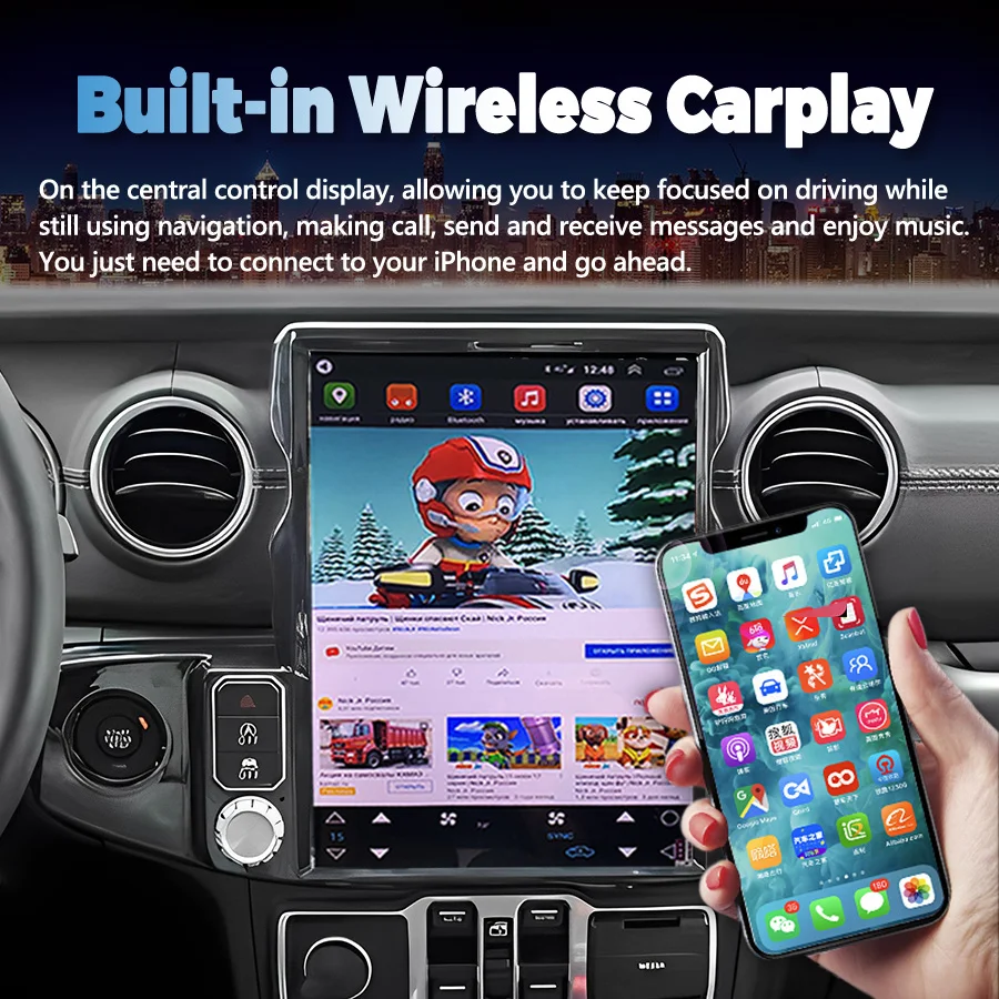 13inch Car Multimedia Video Tesla Vertical Screen Car Radio For Jeep Wrangler 2018-2021 GPS Android 13 Player Wireless Carplay
13inch Car Multimedia Video Tesla Vertical Screen Car Radio For Jeep Wrangler 2018-2021 GPS Android 13 Player Wireless Carplay