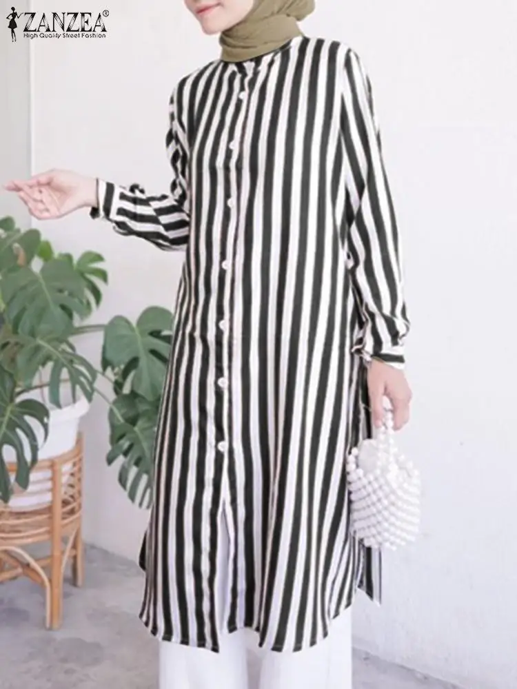 ZANZEA Muslim Fashion Women Long Tops Elegant Abaya Spring Long Sleeve Stripe Shirt Turkey Blouse Buttons Blusas Casual Kaftan
ZANZEA Muslim Fashion Women Long Tops Elegant Abaya Spring Long Sleeve Stripe Shirt Turkey Blouse Buttons Blusas Casual Kaftan