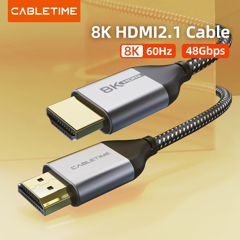 CABLETIME HDMI 2.1 Cable 8K/60Hz 4K/144Hz 48Gbps Ultra-Slim Coaxial HDMI Video Cable for PS4 Macbook Air HDTVs 8K HDMI C326
CABLETIME HDMI 2.1 Cable 8K/60Hz 4K/144Hz 48Gbps Ultra-Slim Coaxial HDMI Video Cable for PS4 Macbook Air HDTVs 8K HDMI C326