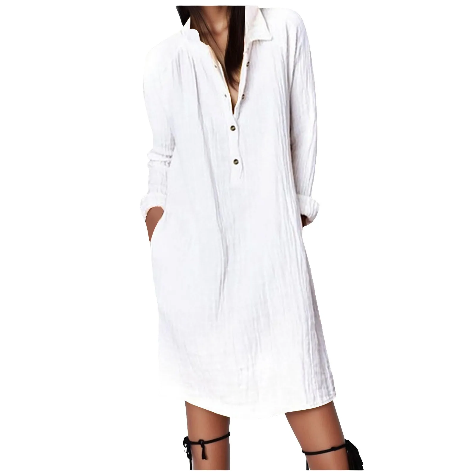Solid Button Women Dress Cotton Linen Fashion Loose Shirt Dress Casual Solid Color Spring Summer Streetwear Women's Mini Dress
Solid Button Women Dress Cotton Linen Fashion Loose Shirt Dress Casual Solid Color Spring Summer Streetwear Women's Mini Dress