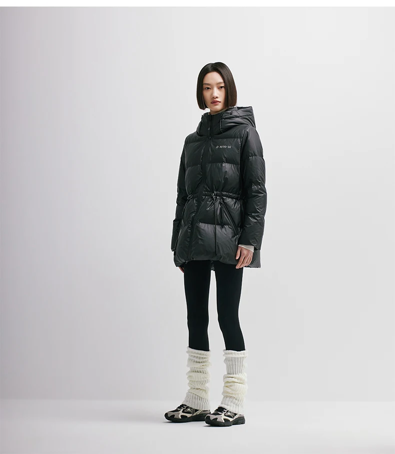 Chericom Women's Winter Down Jacket Mid Long Padding PU Leather Skinny Thick New Duck Down Solid Hooded Puffer Jacket 298097 Chericom Women's Winter Down Jacket Mid Long Padding PU Leather Skinny Thick New Duck Down Solid Hooded Puffer Jacket 298097