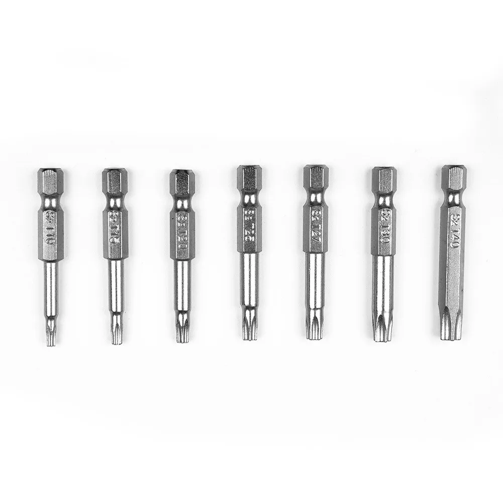 

7Pcs 1/4" Hex Shank 50mm Five Point Five Star Magnetic T10-T40 Torx Screwdriver Practical To Use Durable High Grade