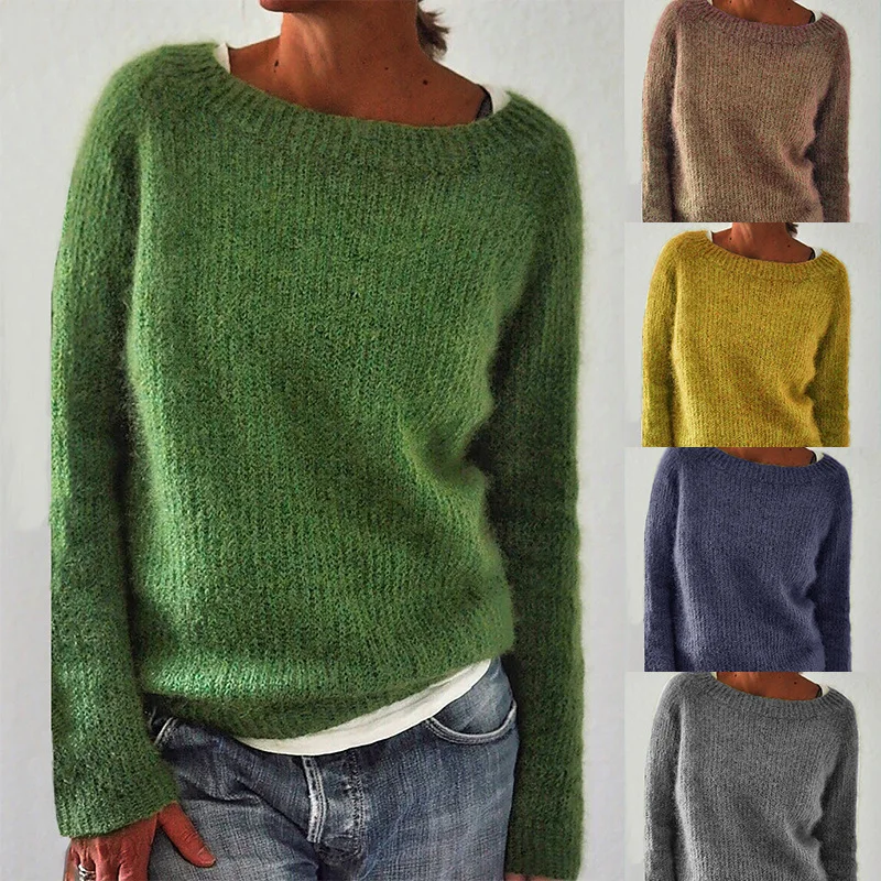 Pullover Women Sweater Long Sleeve Knitted Loose Round Neck Sweater Street Casual European Style Plus Size Women's Clothing
Pullover Women Sweater Long Sleeve Knitted Loose Round Neck Sweater Street Casual European Style Plus Size Women's Clothing