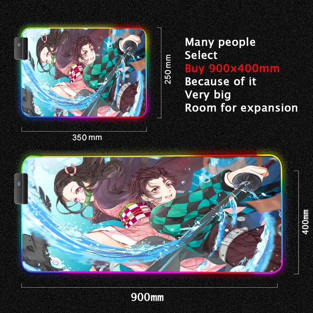 XL коврик для мыши с рассеканием демонов: Kimetsu No Yaiba RGB, игровой коврик для компьютерного стола, игровые аксессуары, светящийся ковер с аниме, светодиодный коврик для мыши
XL коврик для мыши с рассеканием демонов: Kimetsu No Yaiba RGB, игровой коврик для компьютерного стола, игровые аксессуары, светящийся ковер с аниме, светодиодный коврик для мыши