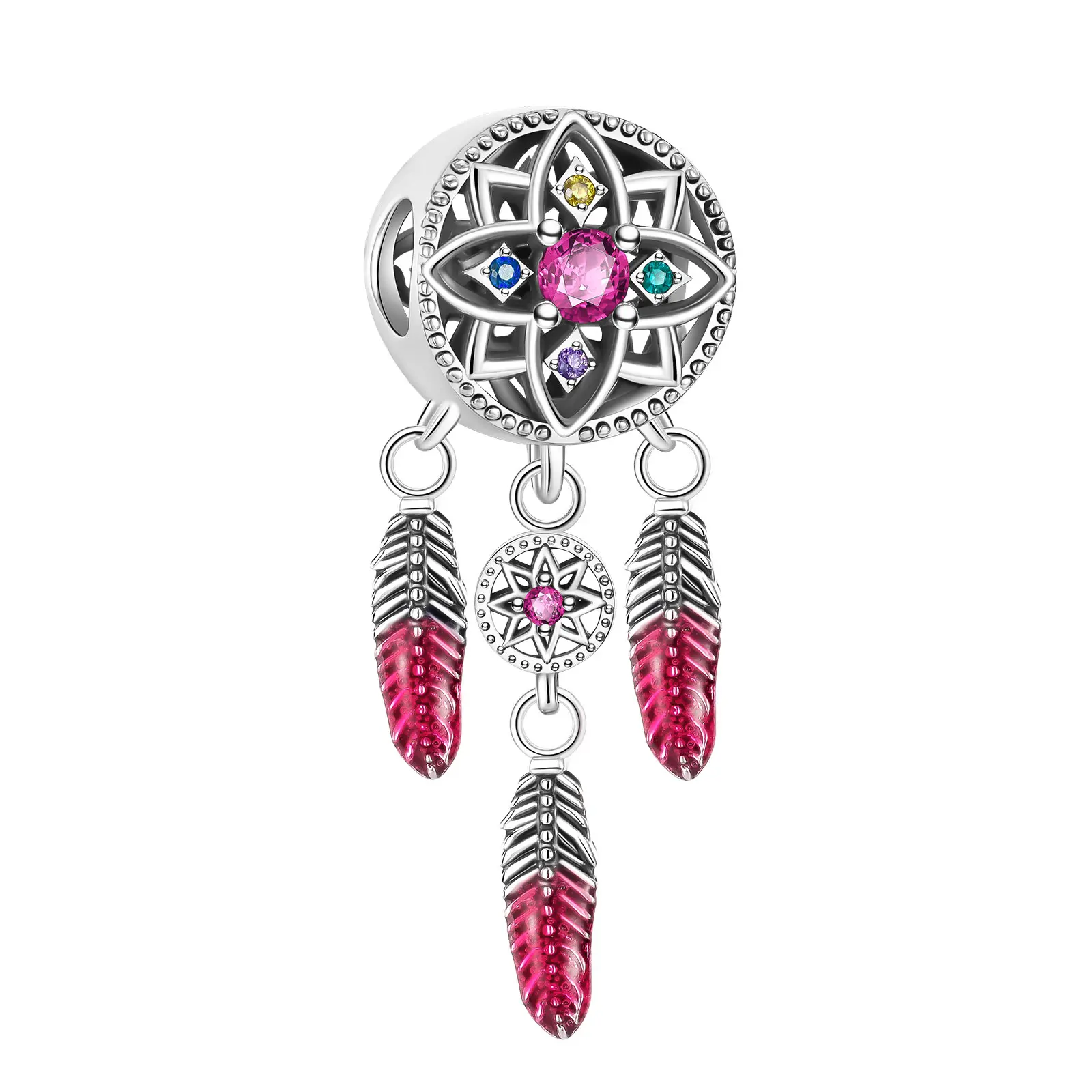 925 silver pink feather dream catcher boutique fashion fit pandora original bracelet charm beads necklace Diy female jewelry
925 silver pink feather dream catcher boutique fashion fit pandora original bracelet charm beads necklace Diy female jewelry