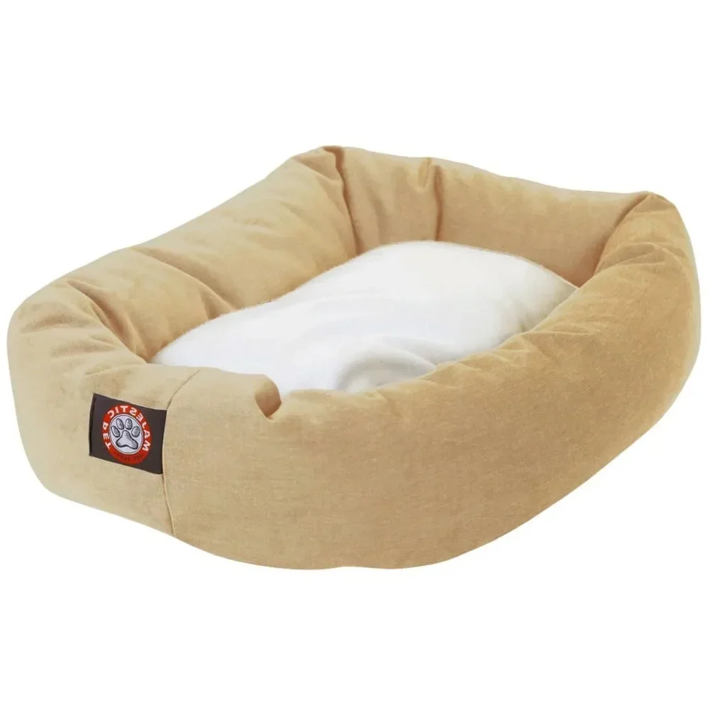 

Majestic Pet | Poly/Cotton Sherpa Bagel Pet Bed For Dogs, Khaki, Extra Large