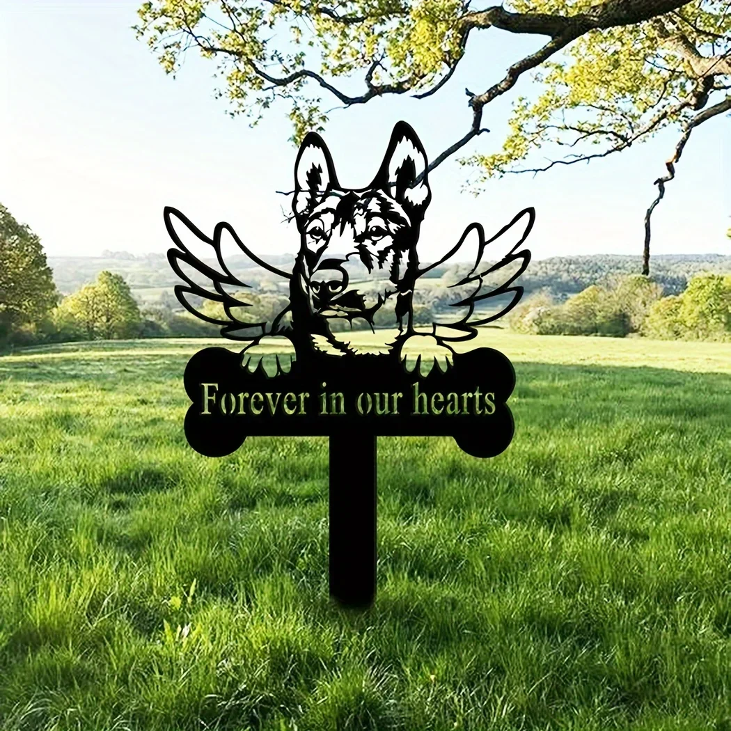 

CIFBUY Deco 1pc Iron Art Dog Grave Marker, Memorial Stake Christmas Memorial Gifts For Loss Of Pet Memorial Plaques, Grave Decor