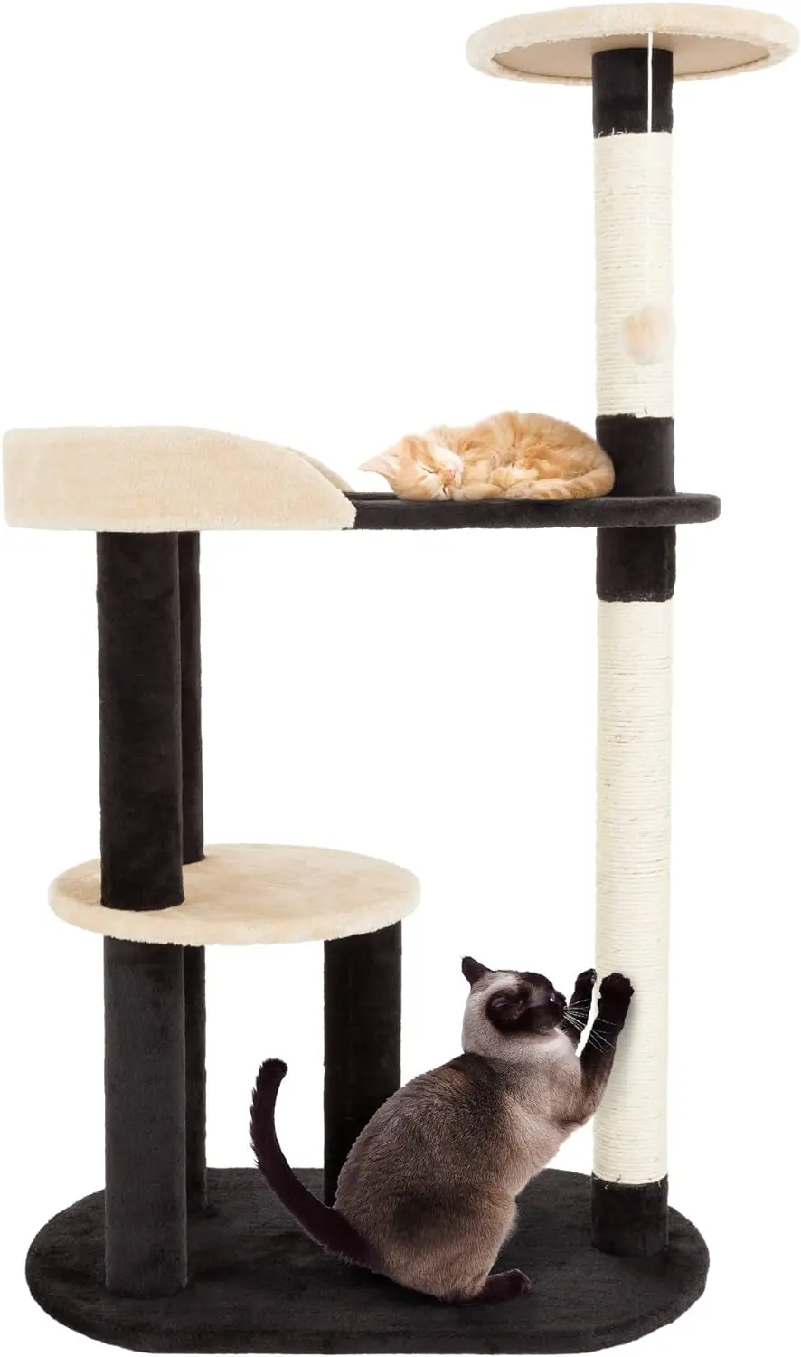 

Кошачья башня-2 накидки, отверстие для глаз, 2 когтеточки из сизаля и подвесная игрушка кошачье дерево для домашних кошек (Bl