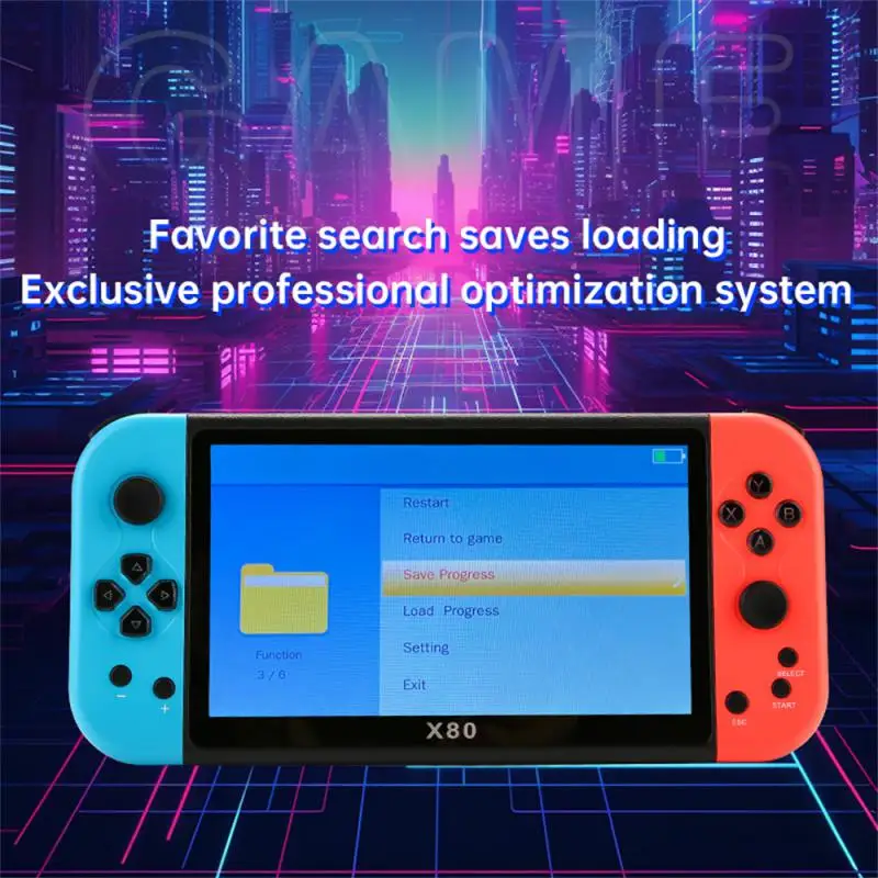 Портативная игровая консоль X80, портативный игровой плеер с 7-дюймовым экраном, 16 ГБ, 10000 бесплатных игр для PS1/MAME, ретро аркадные игры, поддержка ТВ-выхода
Портативная игровая консоль X80, портативный игровой плеер с 7-дюймовым экраном, 16 ГБ, 10000 бесплатных игр для PS1/MAME, ретро аркадные игры, поддержка ТВ-выхода