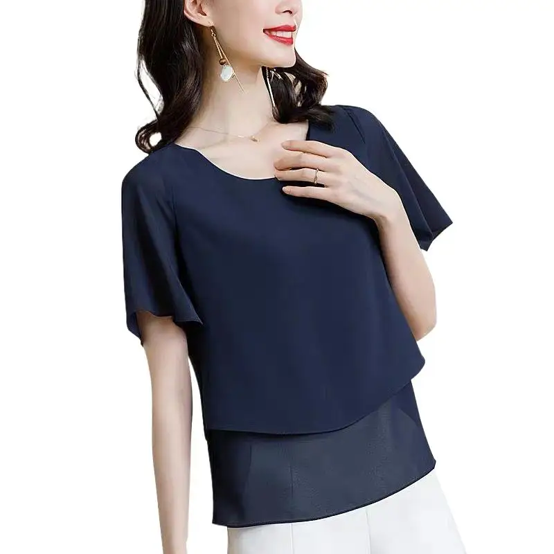 Women Solid Chiffon Short Sleeves O-Neck Blouses Elegant Tops Summer Female Office Shirt Clothing blusa feminina elegante
Women Solid Chiffon Short Sleeves O-Neck Blouses Elegant Tops Summer Female Office Shirt Clothing blusa feminina elegante