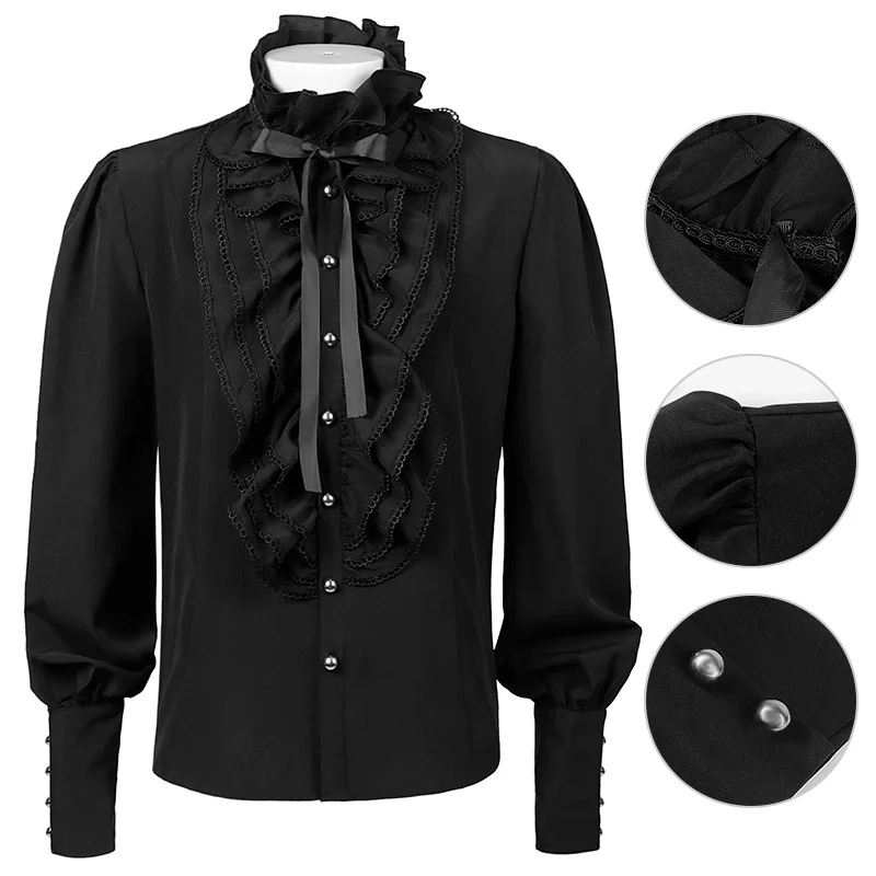 Medieval Ruffled Shirts for Men Steampunk Vintage Gothic Blouse Halloween Party Vampire Prince Poet Cosplay Costume
Medieval Ruffled Shirts for Men Steampunk Vintage Gothic Blouse Halloween Party Vampire Prince Poet Cosplay Costume