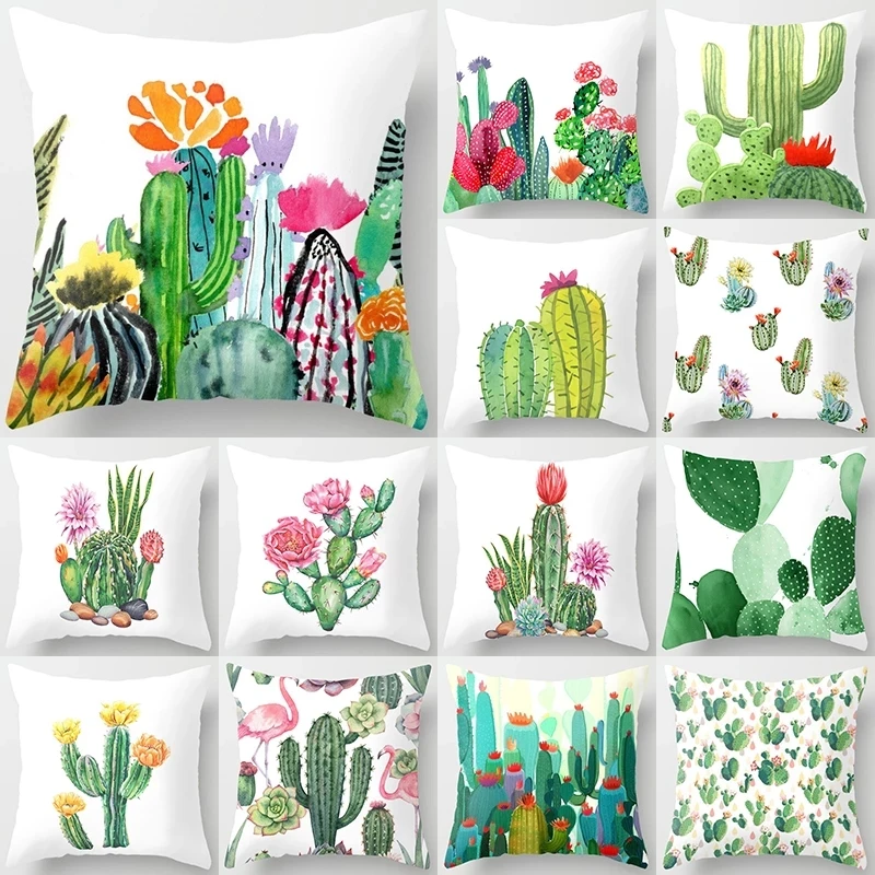 

Cactus Succulent Plants Luxury Throw Pillow Case Cushion Cover Home Living Room Decorative Pillows For Sofa Bed Car 45*45 Nordic