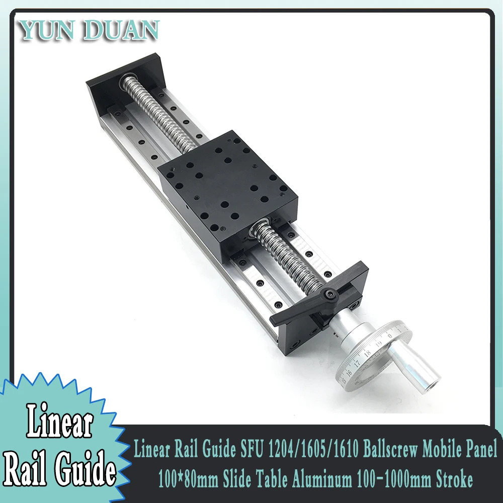 

CNC Linear Guide 100-1000mm Stroke Manual Slide Table XYZ Axis SFU1204/SFU1605/SFU1610 Ballscrew 4PCS MGN12H for 3D Printer