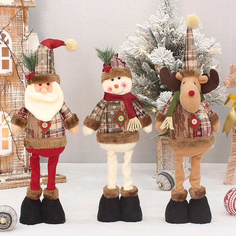 

2022 Santa Claus Christmas Ornaments Tree Decor Elk Snowman Plush Xmas Doll Decorations For Navidad Pendant Gift 2023 New Year