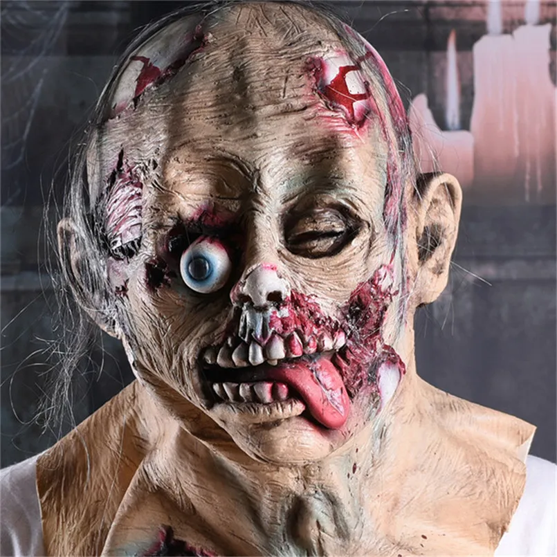

Halloween Masks Ghost Festival Horror Headgear Haunted Room Decoration Secret Room Broken Eyeballs Long Tongue Scary Props