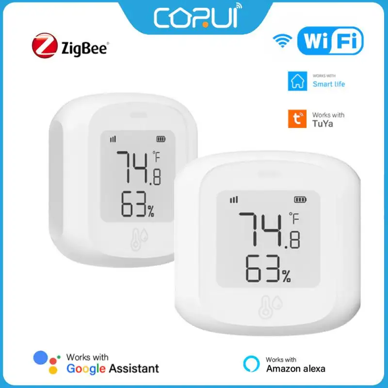 

CORUI Tuya WIFI/ZigBee Smart Temperature and Humidity Sensor Indoor Hygrometer Thermometer For Smart Life Alexa Google Home