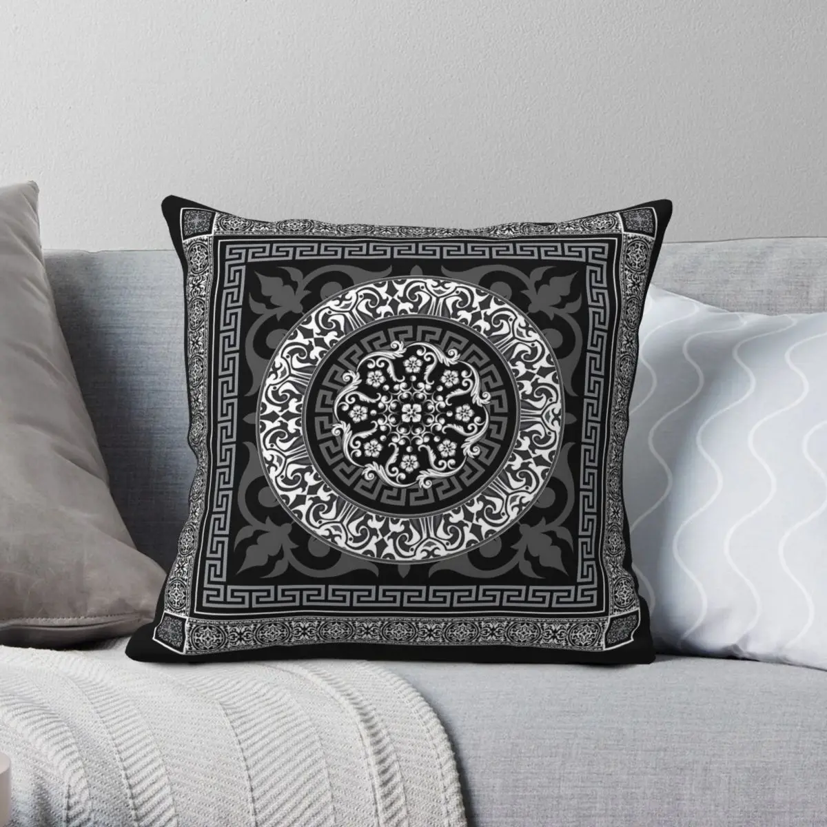 Ornate Black Grey White Square Pillowcase Polyester Linen Velvet Pattern Zip Decorative Pillow Case Home Cushion Cover 18"
Ornate Black Grey White Square Pillowcase Polyester Linen Velvet Pattern Zip Decorative Pillow Case Home Cushion Cover 18"