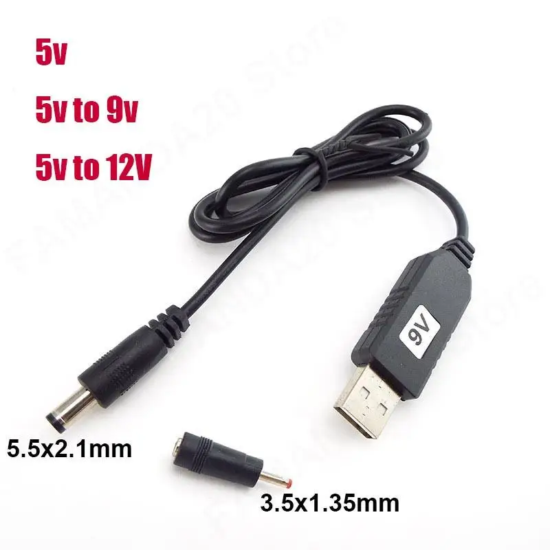 

USB 5V to DC 5v 9v 12v 5.5mm 3.5mm power boost line Step UP Module USB connector Converter power Adapter Cable 2.1x5.5mm M20