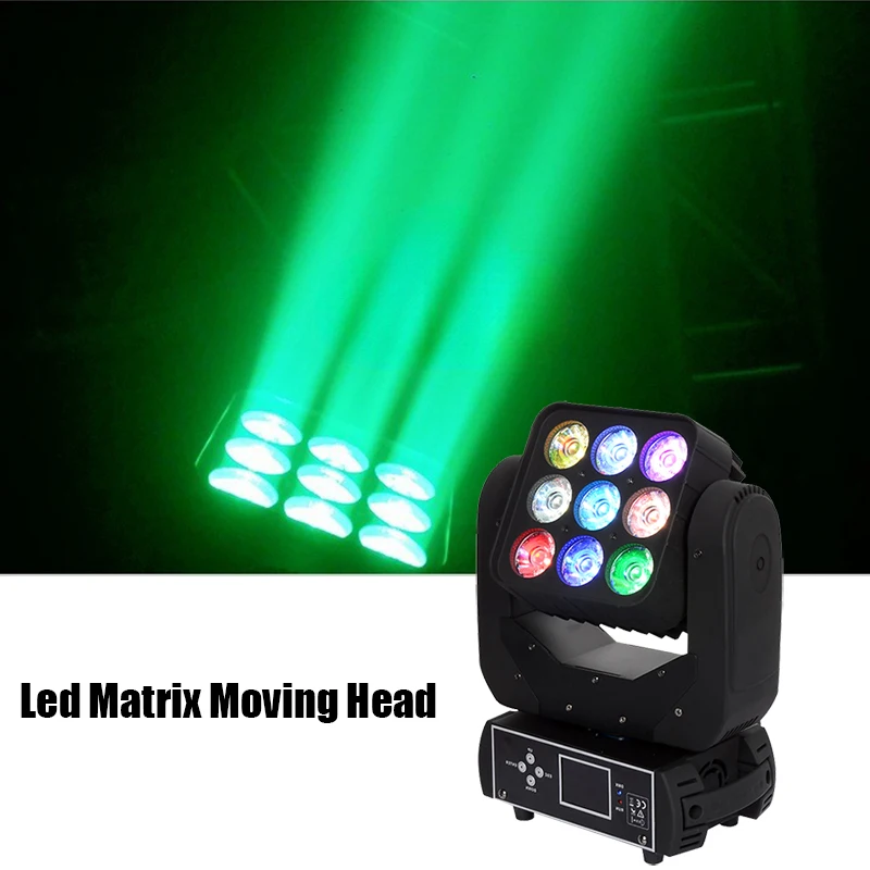 

Disco Led Matrix Moving Head 9Pcs 10W RGBW 4 IN1 Led Beam Wash Moving Head Light Fog Machine Stage DJ Party KTV Wedding