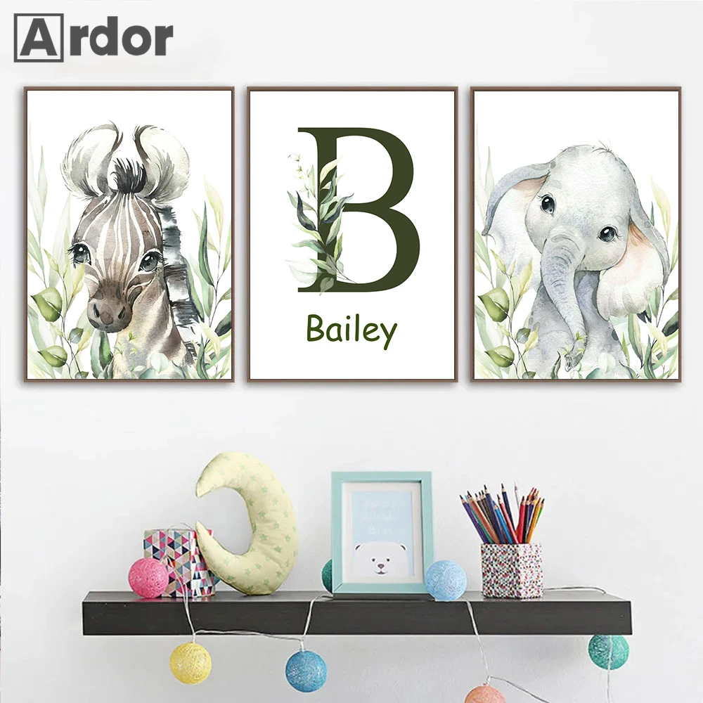 Plant Leaves Custom Name Wall Art Canvas Painting Zebra Elephant Poster Nursery Print Pictures Nordic Posters Kids Room Decor
Plant Leaves Custom Name Wall Art Canvas Painting Zebra Elephant Poster Nursery Print Pictures Nordic Posters Kids Room Decor
