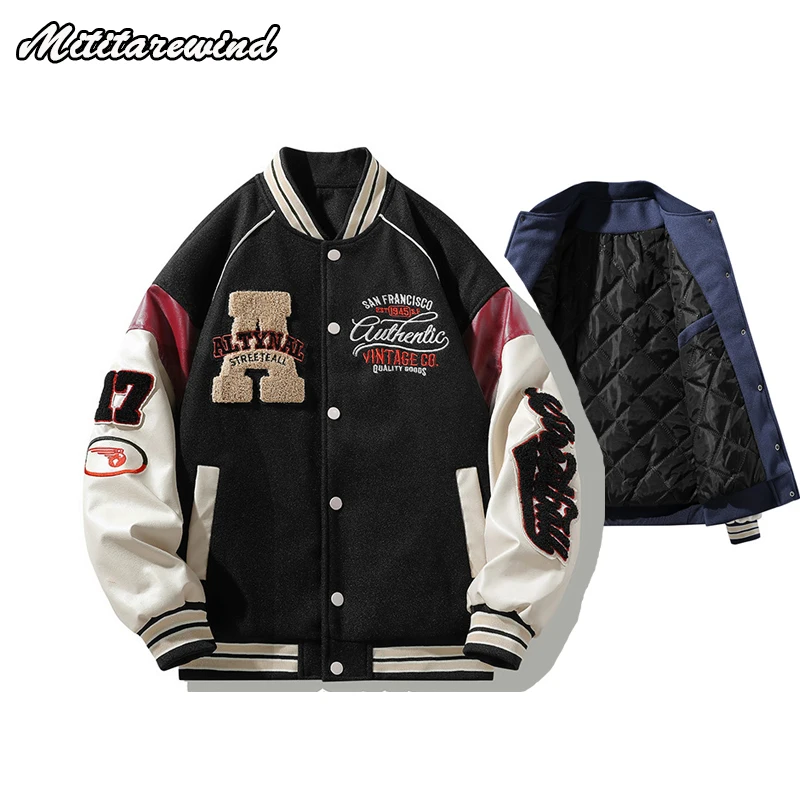 

Jackets For Men Winter Warm Cotton Baseball Style Coats Y2k Cloth Patches Design Baggy Couple Clothing Warm Hip Hop Couple