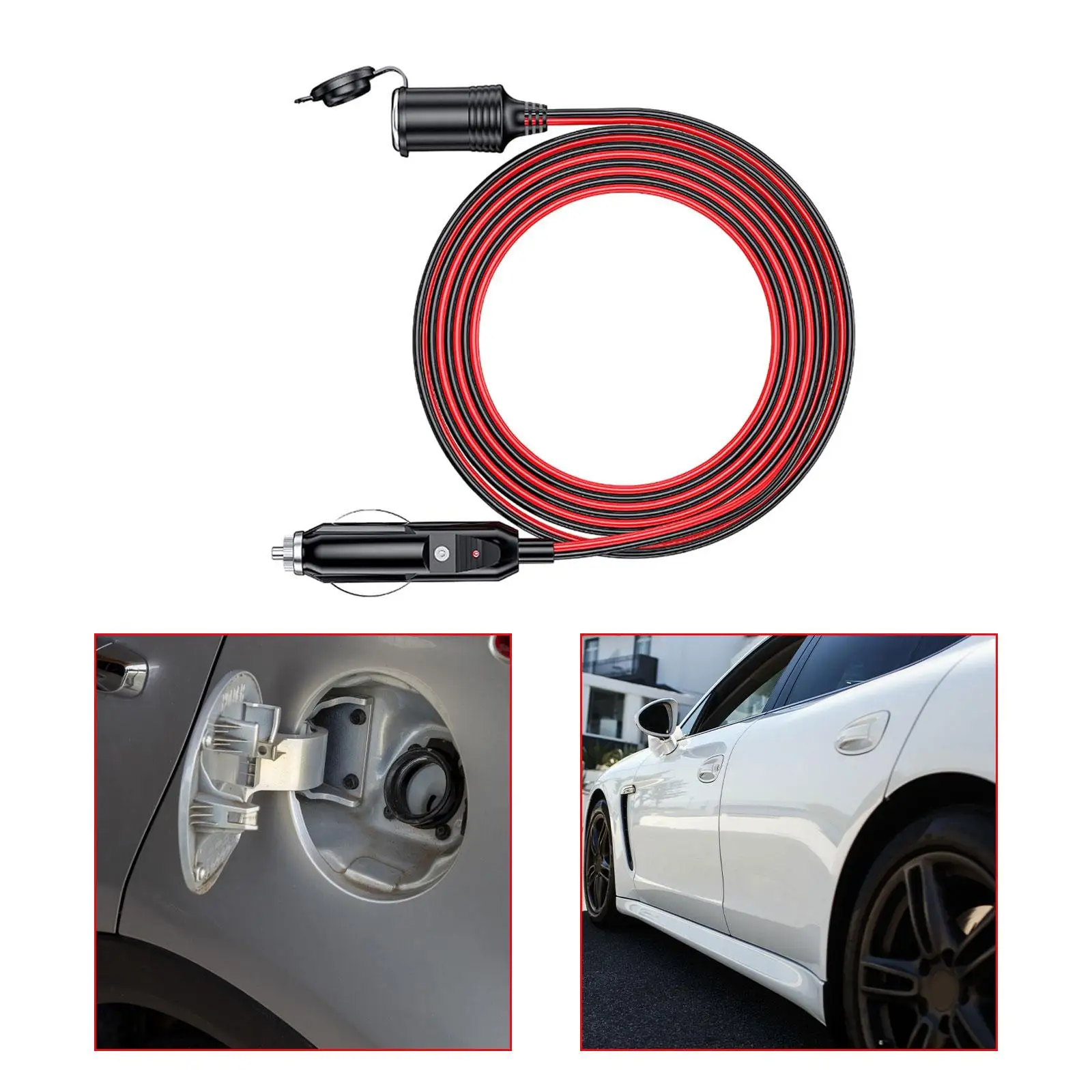 

Car Cigarette Lighter Extension Cord Power Adapter Durable 20ft for Air Compressor Tyre inflators Cooler Fridge Tire Pump