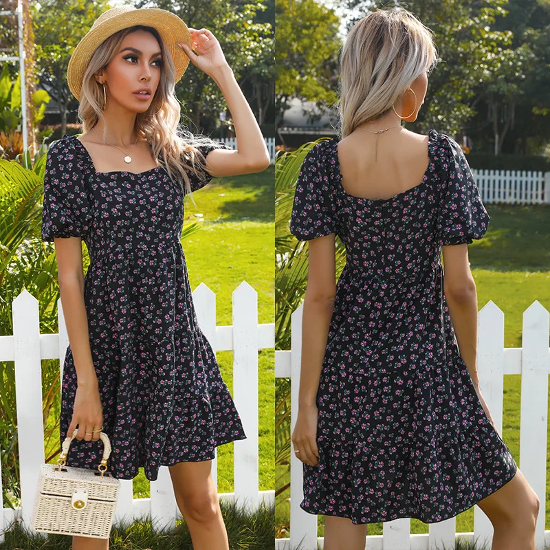 Square Collar Summer Mini Dresses Women Short Sleeve High Waist Mini Floral Print Black Dress Daily Vestidos Para Enbarazada
Square Collar Summer Mini Dresses Women Short Sleeve High Waist Mini Floral Print Black Dress Daily Vestidos Para Enbarazada