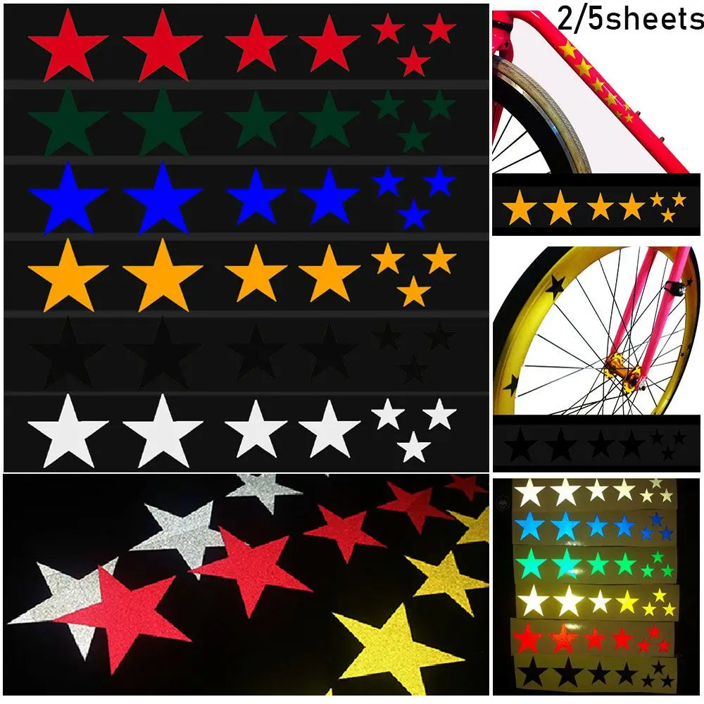

Scratching Fluorescent Stars Cycling Tools Frame Wheel Sticker Bike Reflective Stickers MTB Bicycle Reflector Decal Accessories