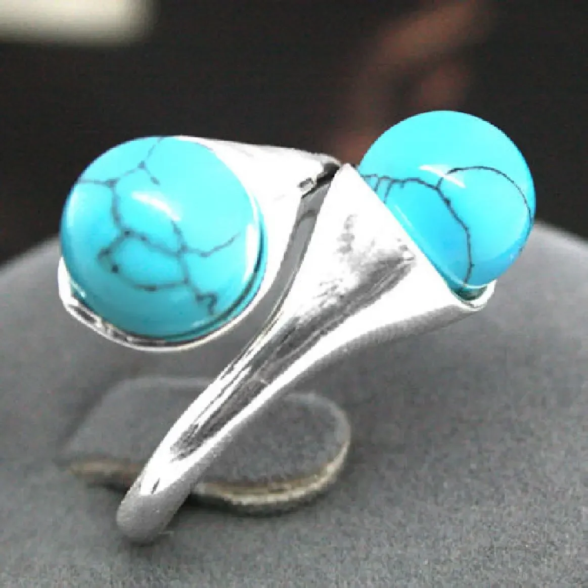 

Красивые синие бирюзовые бусины драгоценные камни искусственное Серебряное кольцо размер 7 8 9 10 кольца