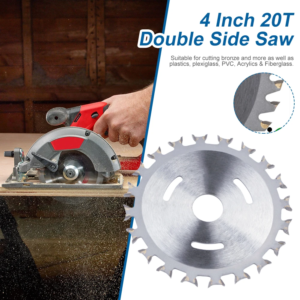 4 Inch 20T Alloy Woodworking Double Side Saw Blade Circular Cutting Disc Rotating Drilling Tool For Wood Plastic Aluminum Steel
4 Inch 20T Alloy Woodworking Double Side Saw Blade Circular Cutting Disc Rotating Drilling Tool For Wood Plastic Aluminum Steel