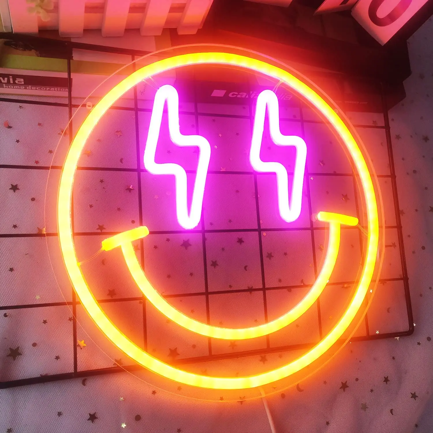 Smiley Face Neon Sign USB Powered for Wall Decor, LED Neon Light Dimmable for Bedroom Kids Room Party Gift Orange Pink
Smiley Face Neon Sign USB Powered for Wall Decor, LED Neon Light Dimmable for Bedroom Kids Room Party Gift Orange Pink