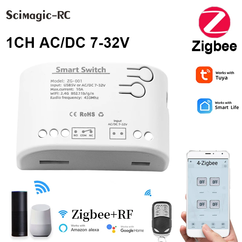 1CH Zigbee Tuya Smart Switch Module DC 12V 24V 32V 1 Channel Relay Controller On Off Timer RF433 Remote Control Receiver Alexa
1CH Zigbee Tuya Smart Switch Module DC 12V 24V 32V 1 Channel Relay Controller On Off Timer RF433 Remote Control Receiver Alexa