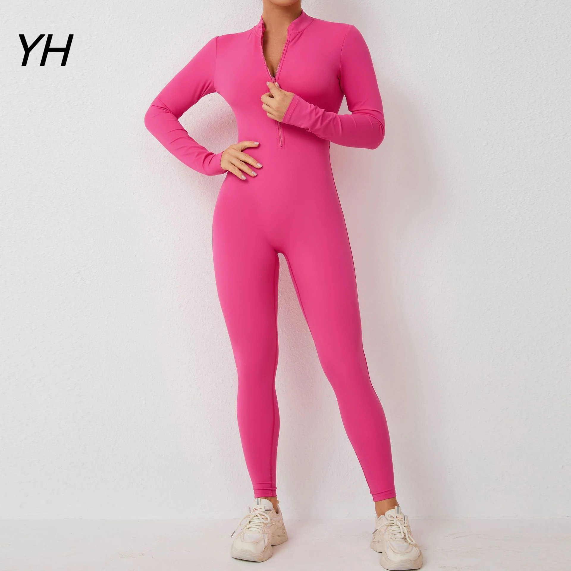 

Long Sleeve Jumpsuit Women Padding Overalls Lycra Gym Clothing for Women Outfit 2024 Sport Set Women Tracksuit Yoga Clothes Blue