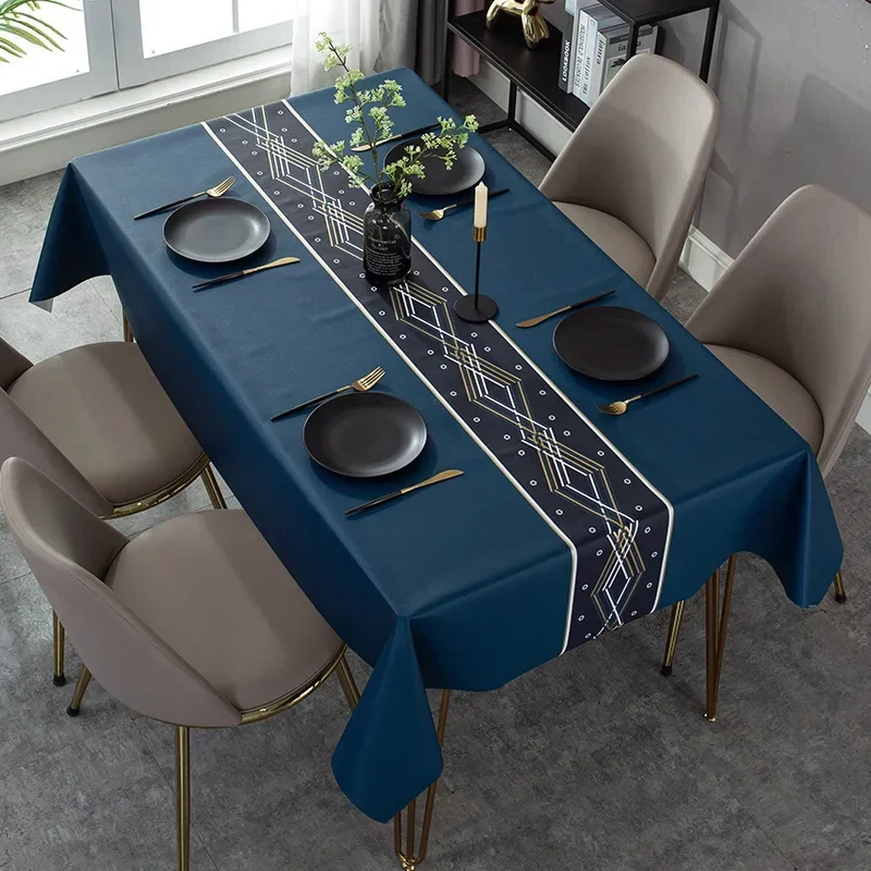 

Nordic PVC Blue Oil-proof Waterproof Tablecloth Table Cover Rectangular Table Cloth Dining Table Decoration Mantel De Mesa