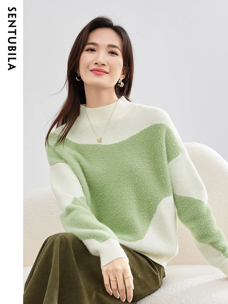 Sentubila Crewneck Sweater for Women Autumn Winter Long Sleeve Knitwear Lazy Contrast Knitted Pullovers Jumpers Tops W34E52610
Sentubila Crewneck Sweater for Women Autumn Winter Long Sleeve Knitwear Lazy Contrast Knitted Pullovers Jumpers Tops W34E52610