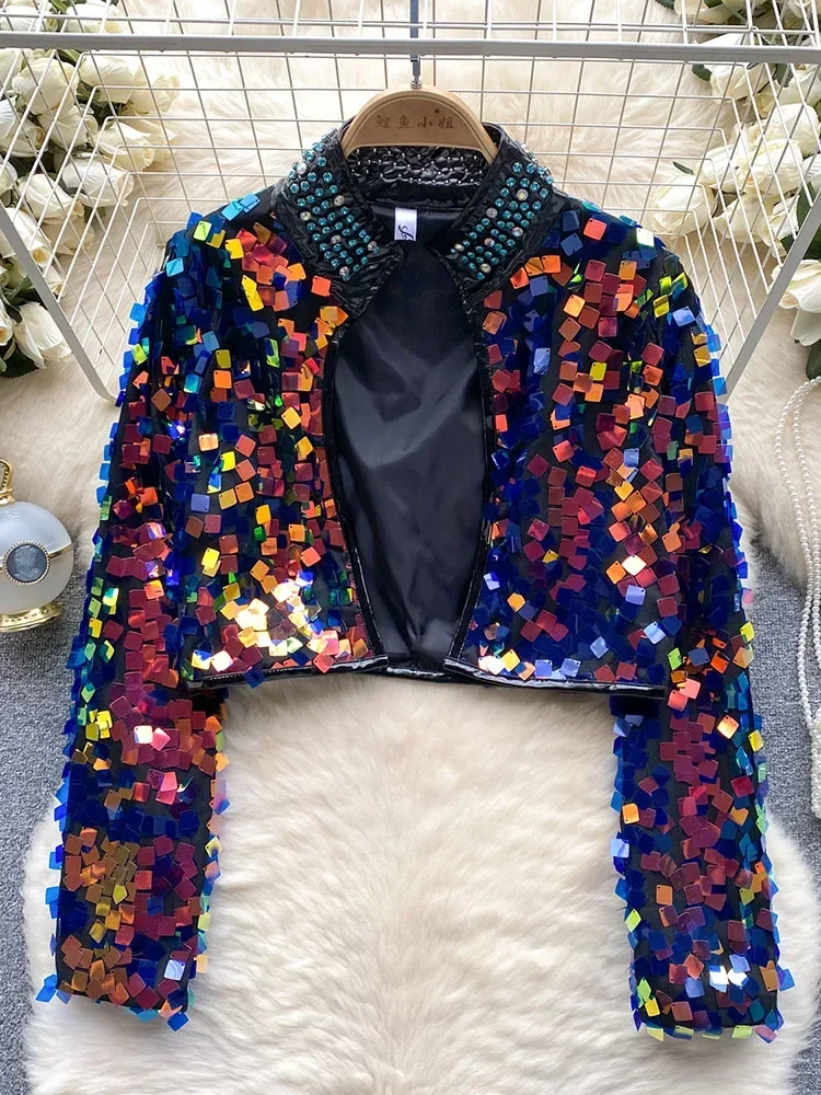 Women Autumn Coat High End Sequin Jacket Design Sense Niche Studded Diamond Stand Up Collar Slim Fit Short Top D5809
Women Autumn Coat High End Sequin Jacket Design Sense Niche Studded Diamond Stand Up Collar Slim Fit Short Top D5809