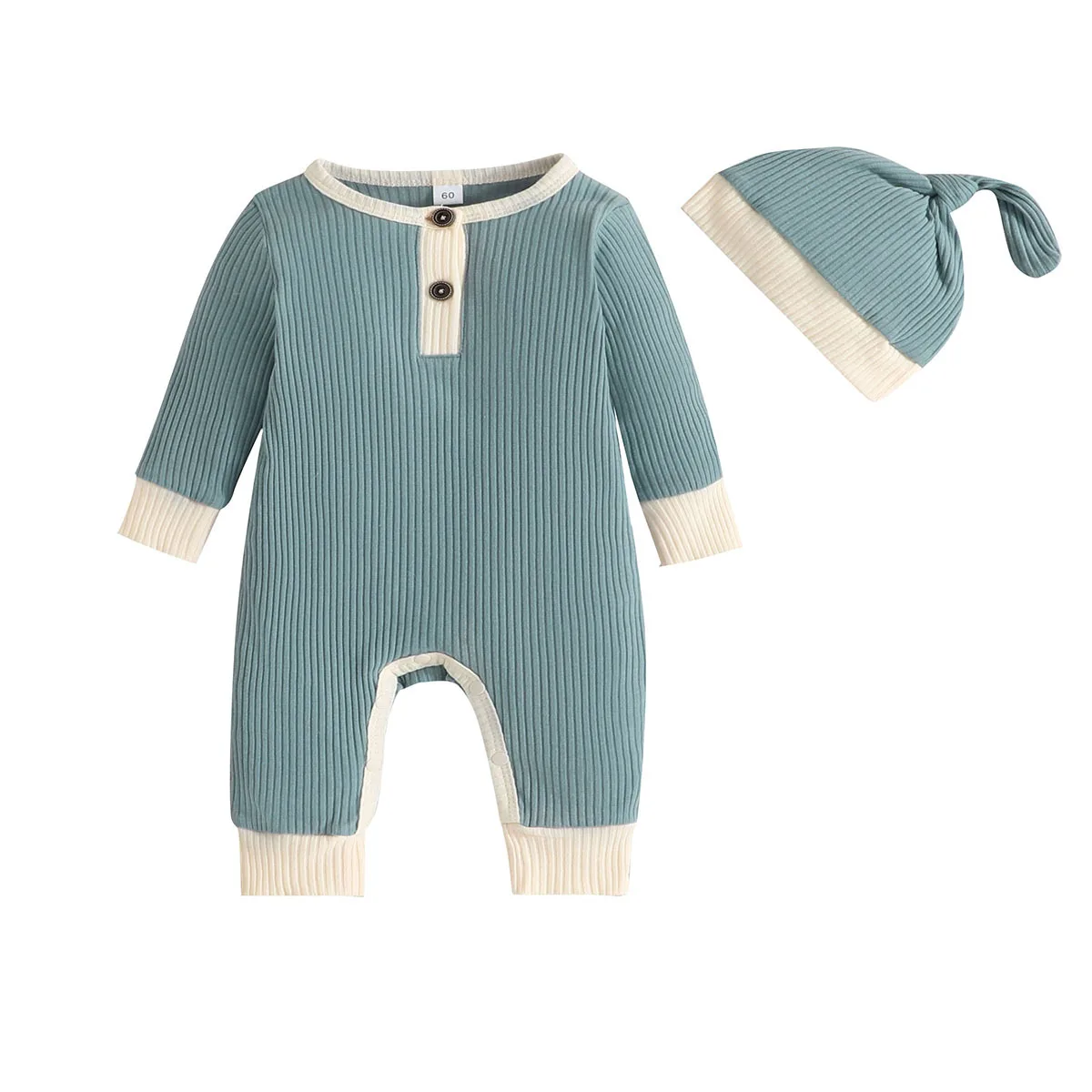 

0-18 Months Autumn Newborn Infant Baby Boys Girls Romper Playsuit Overalls +Hat Cotton Long Sleeve Baby Jumpsuit Newborn Clothes