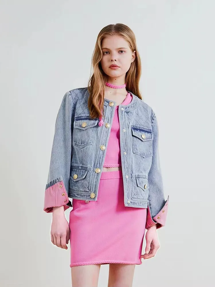 y2k spring and fall color collision metal buckle cotton short Denim jacket2023 fashion versatile leisure jackets for women
y2k spring and fall color collision metal buckle cotton short Denim jacket2023 fashion versatile leisure jackets for women