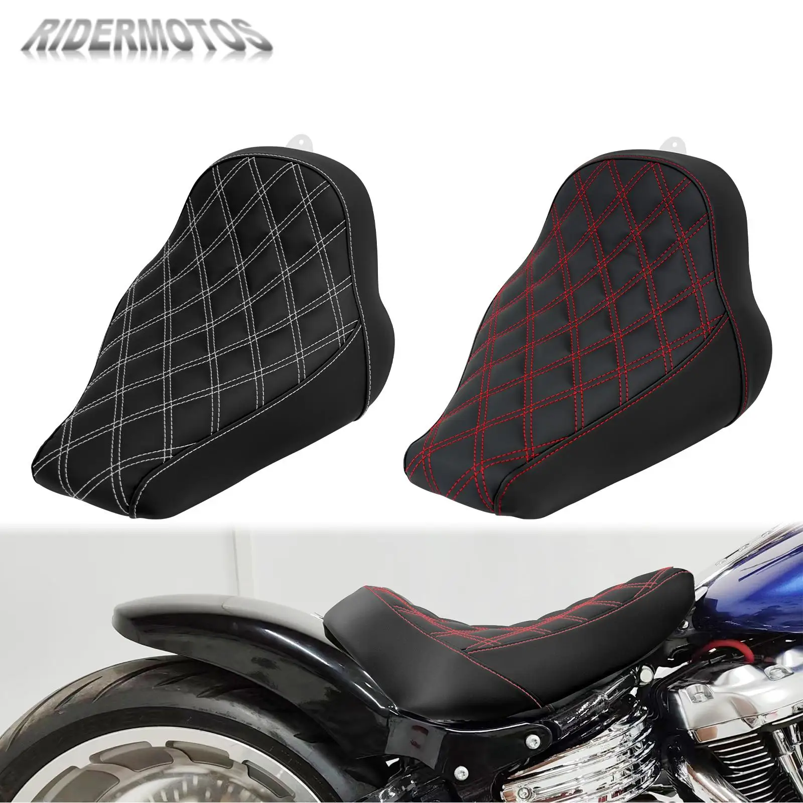 

Motorcycle Solo Low Seat Cushion Driver Rider Pillion Cushion PU Leather For Harley Softail Breakout Fat Boy 2018-2023 Soft