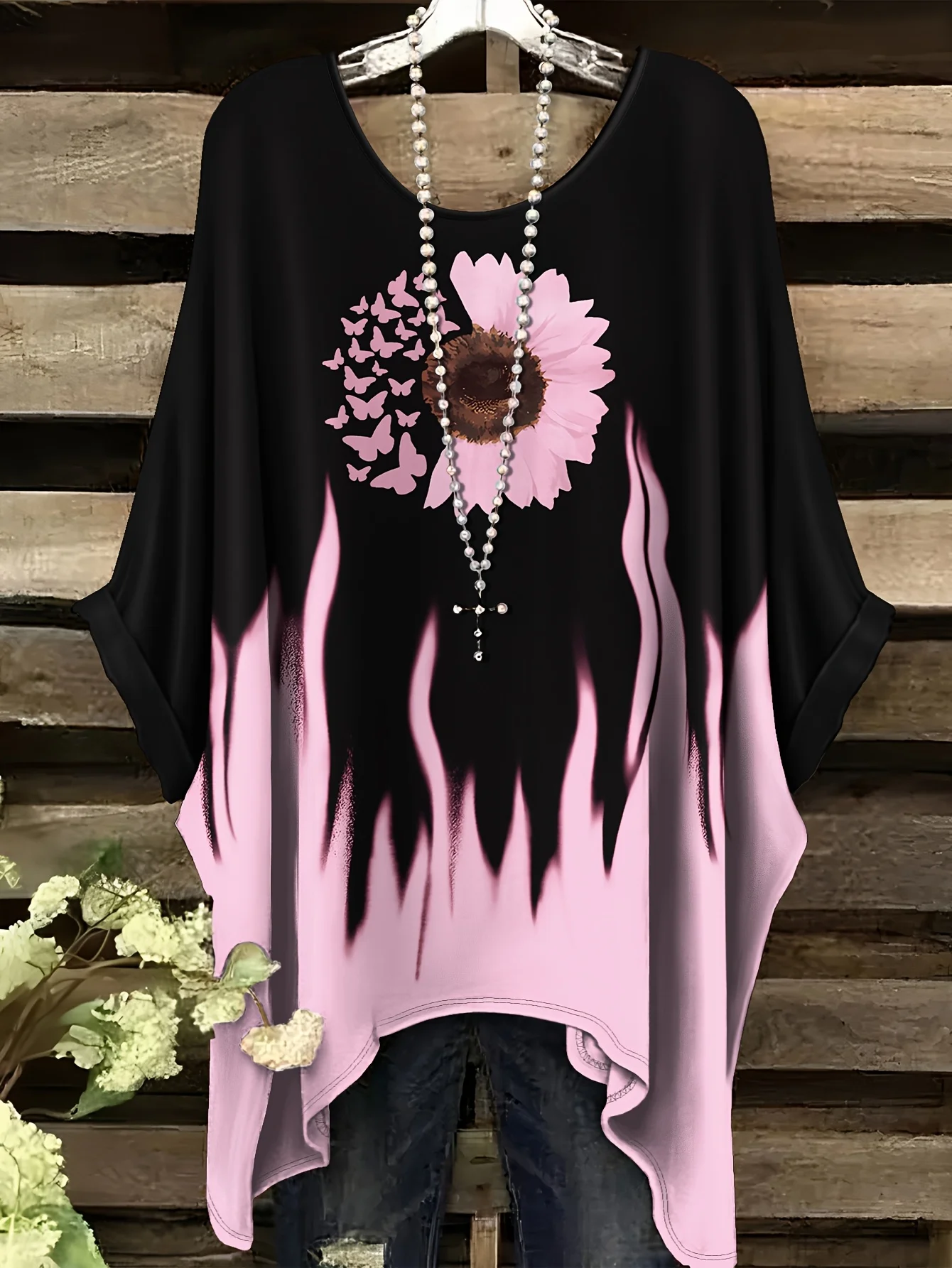 تي شيرت نسائي عصري بطباعة زهور عتيقة لعام 2026، بأكمام قصيرة وتصميم غير منتظم، ملابس نسائية فضفاضة وغير رسمية بمقاس كبير تي شيرت نسائي عصري بطباعة زهور عتيقة لعام 2026، بأكمام قصيرة وتصميم غير منتظم، ملابس نسائية فضفاضة وغير رسمية بمقاس كبير