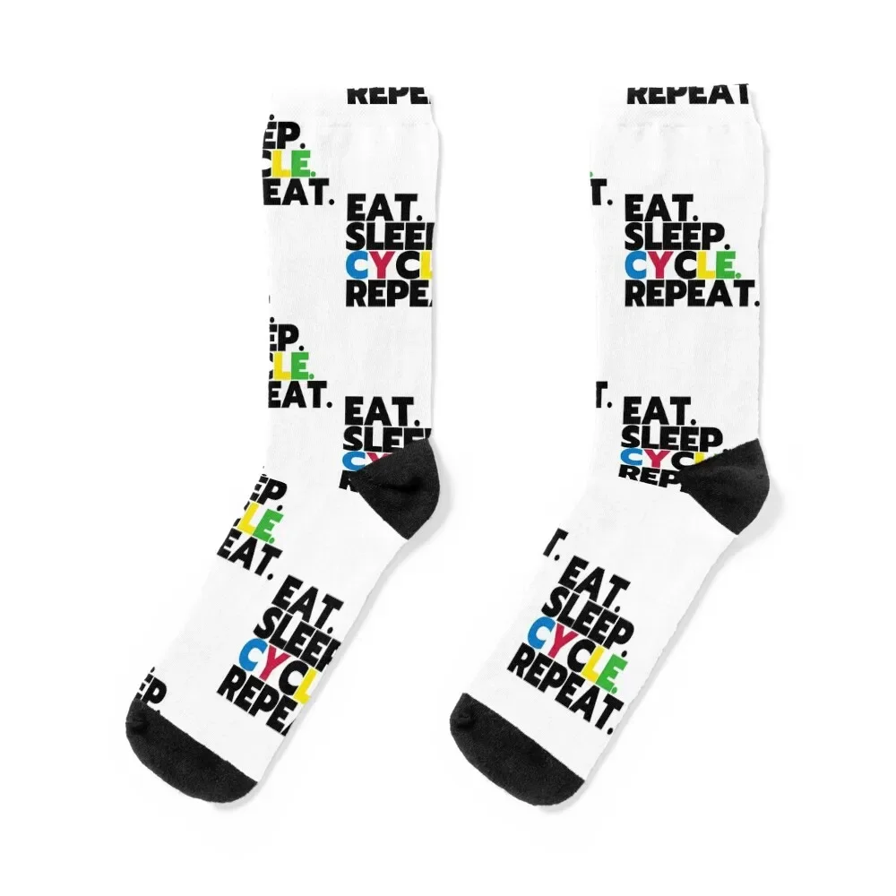 

Eat Sleep CYCLE Repeat Socks cool New year's summer Luxury Woman Socks Men's