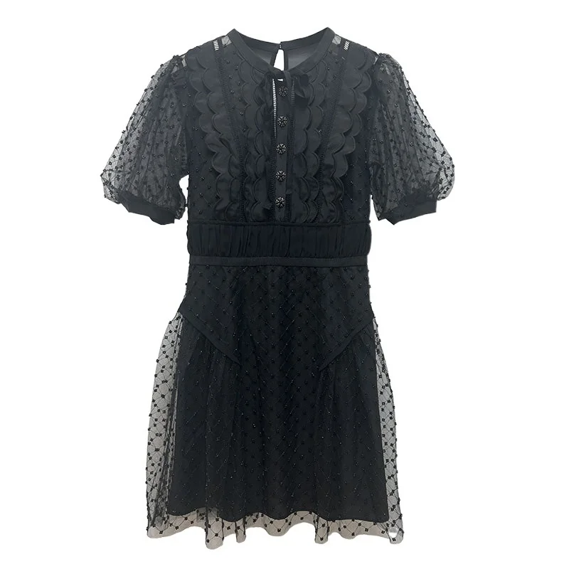Runway Summer Sexy Women Mini Beaded Dress Lace Mesh Tulle Embroidered Vintage Short Sleeve Party Evening Ball Gown
Runway Summer Sexy Women Mini Beaded Dress Lace Mesh Tulle Embroidered Vintage Short Sleeve Party Evening Ball Gown